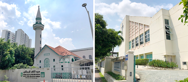There are places of worship in Sennett Estate such as Alkaff Upper Serangoon Mosque on Pheng Geck Avenue (left) and Calvary Baptist Church on Wan Tho Avenue (right). Photos by and courtesy of Winnie Tan.